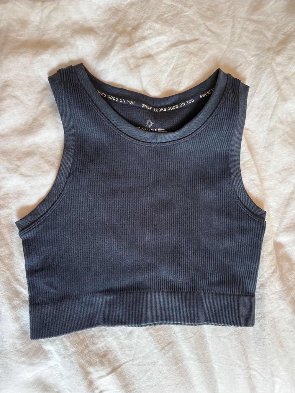 aerie offline Navy Ribbed Crewneck Crop Tank